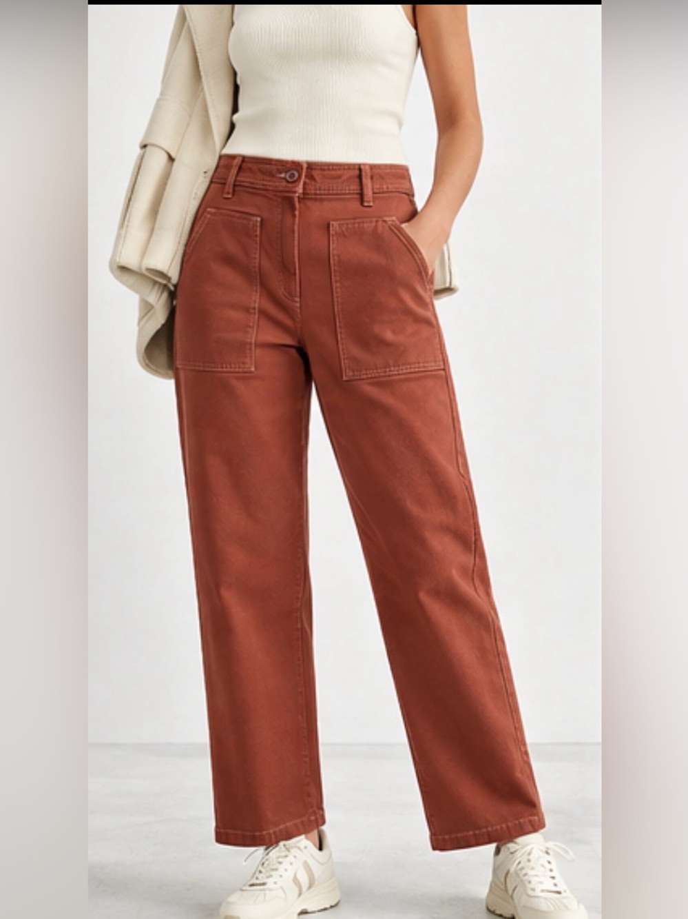 Aritzia Wilfred Free Modern Utility Pants Rust Brown Size 6